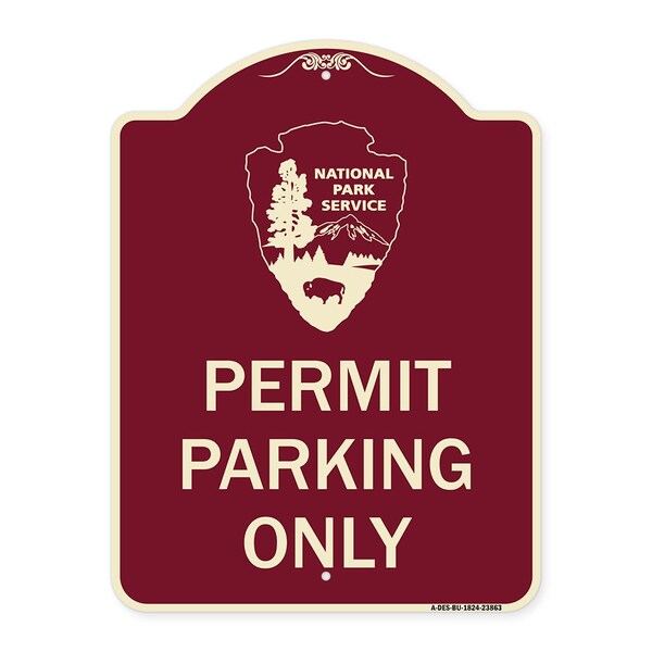 Signmission National Park Service Permit Parking Heavy-Gauge Aluminum Sign, 24" x 18", BU-1824-23863 A-DES-BU-1824-23863 - main